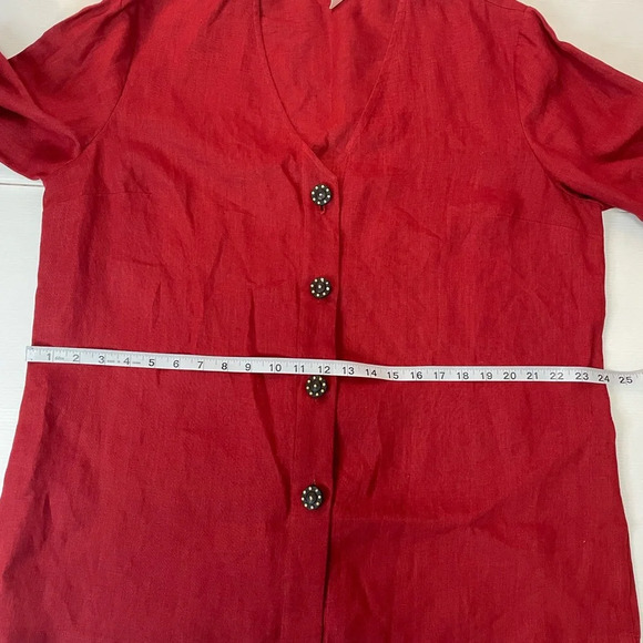 Neiman Marcus Exclusive Maroon 100% Linen Tunic Button Front Blouse Size 1X - Picture 8 of 10